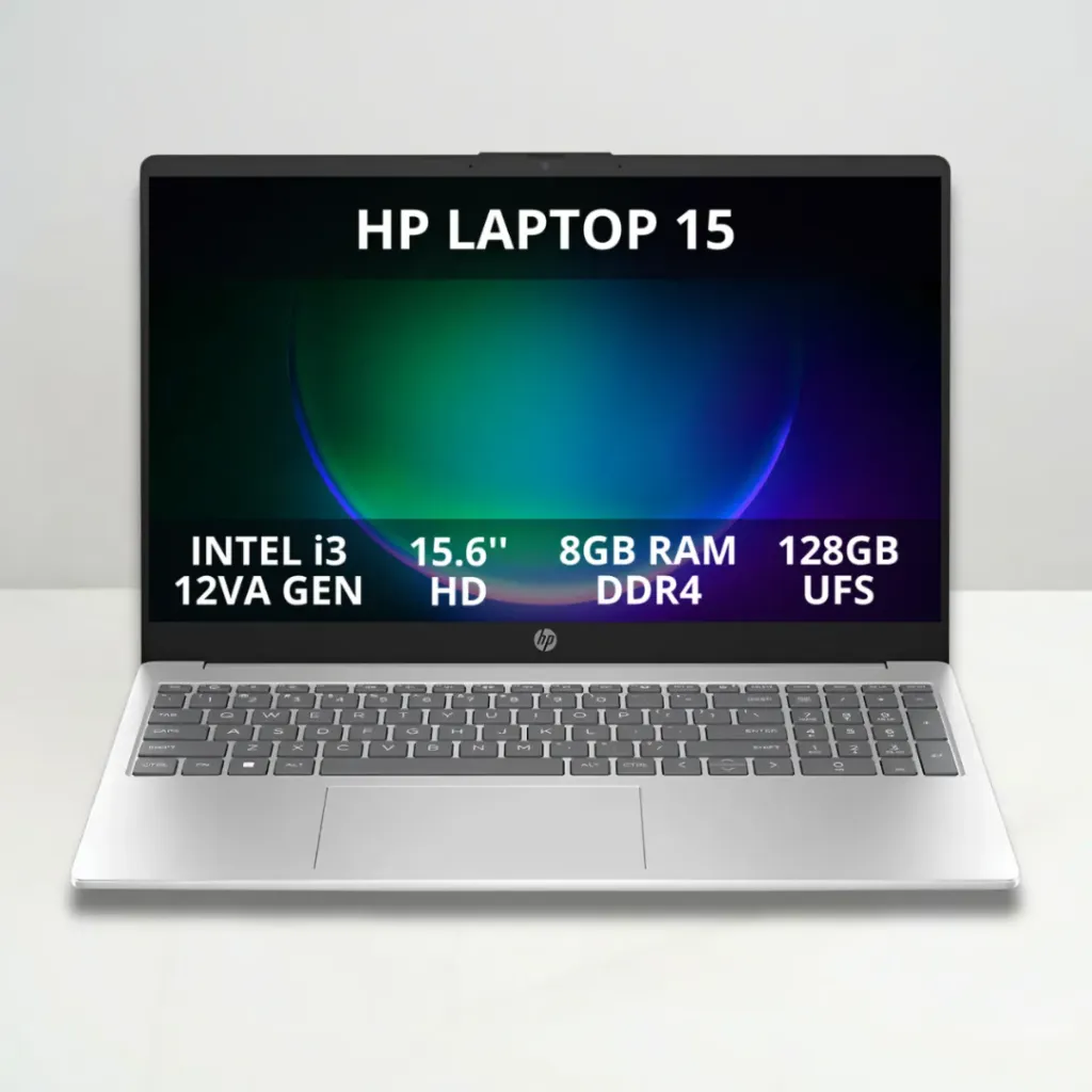 Laptop HP 15 15.6" HD (Intel i3 12va Gen / 8GB RAM / 128GB UFS) (Open Box)