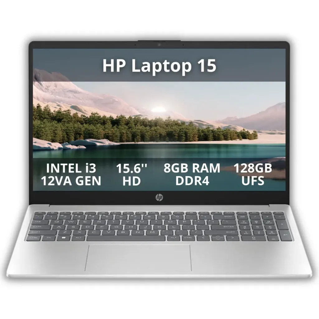 Laptop HP 15 15.6" HD (Intel i3 12va Gen / 8GB RAM / 128GB UFS) (Open Box)